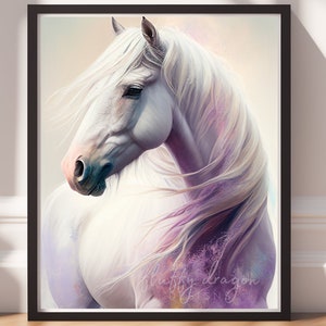 Horse Wall Art, Printable Art, Colorful Art Print, Fantasy Gift, Instant Download, Horse Gifts, Farmhouse Decor, Animal Painting, Animal Art