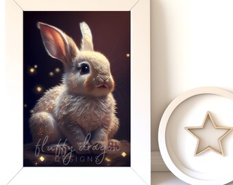 Nursery Animals, Baby Bunny v5, Digital Download, Nursery Prints, Woodland Decor, Printable Wall Art, Instant Print