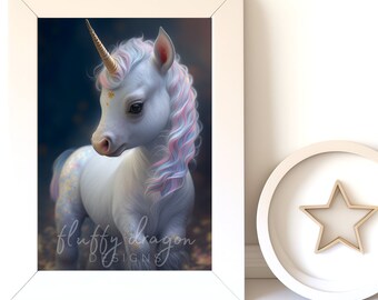 Baby Unicorn Wall Art, Girls Room Decor, Nursery Prints, Printable Unicorn, Unicorn Art, Unicorn Prints, Nursery Decoration, Printable Art