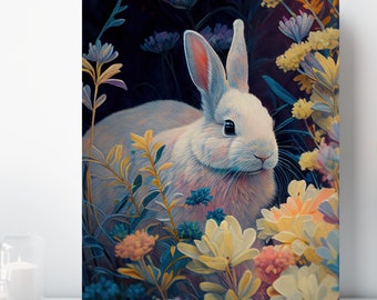 Bunny Rabbit Wall Art, Wrapped Canvas, Baby Rabbit Nursery Art, Ready to Hang