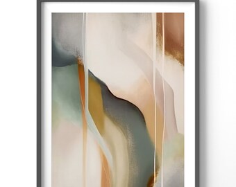 Neutral Abstract Poster, Matte Vertical Posters, Watercolor Wall Art, Earth Tones Print