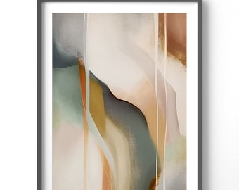 Abstract Poster | Neutral Watercolor Wall Art | Matte Vertical Print in Earth Tones | Modern Home Decor