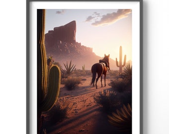 Country Western Poster | Matte Vertical Cowboy Wall Art | Wild West Print for Rustic Home Decor & Gifts