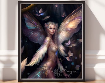 Forest Fairy Art, Digital Painting, Instant Download, Printable Decor, Magical Fairy Art, Enchanted Home Decor