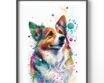 Colorful Corgi Poster, Matte Vertical Posters, Animal Wall Art, Watercolor Dog Print