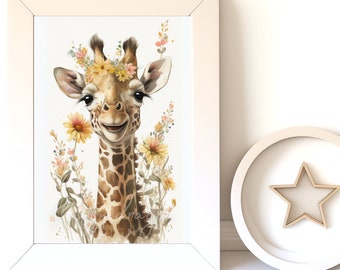 Baby Giraffe Nursery Digital Art | Cute Animal Wall Art for Baby Room Decor | Printables & Kid's Room Decor