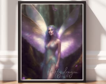 Forest Fairy v11, Digital Painting Art, Instant Download, Printable Decor, Fairy Art, Magical Decor, Instant Print