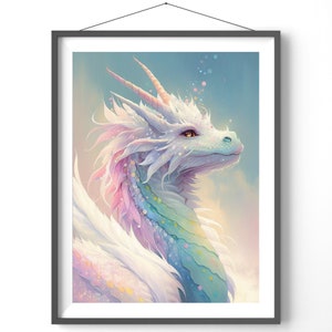 Watercolor Dragon Poster: Matte Fantasy Art Print
