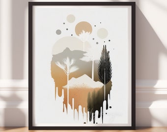 Digital Download Boho Abstract Art Print | Earth Tones Home Decor | Modern Wall Art for Instant Download