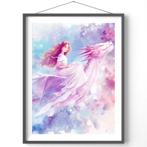 Dragon Poster | Fantasy Wall Art for Kids Room | Magical Decor | Enchanting Dragon Art Print to Inspire Imagination
