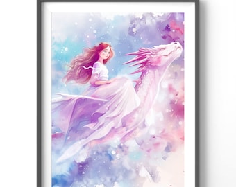 Dragon Poster | Fantasy Wall Art for Kids Room | Magical Decor | Enchanting Dragon Art Print to Inspire Imagination