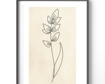 Floral Line Art Poster, Matte Vertical Posters, Abstract Wall Art,  Flower Print