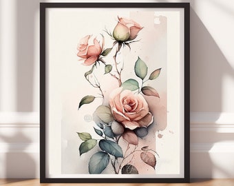 Floral Artwork | Digital Download Flower Market Print | Botanical Wall Art & Watercolor Decor for Home Decor