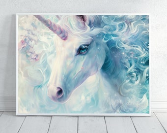 Magical Unicorn Poster | Fantasy Art Print | Unicorn Gift | Printable Wall Art | Horizontal