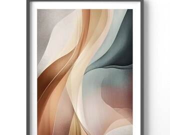 Abstract Poster - Neutral Watercolor Wall Art, Matte Vertical Print in Earth Tones, Modern Home Decor, Minimalist Art for Living Room