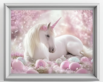 Easter Unicorn Digital Download | Cute Animal Art for Girls | Printable Gift & Adorable Decor Artwork