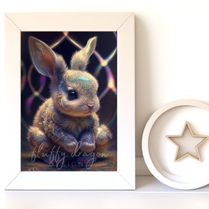Bunny Wall Art - Cute Baby Animal Nursery Artwork, Digital Download Printable for Kids Room Decor