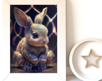 Nursery Animals, Baby Bunny v13, Digital Download, Nursery Prints, Woodland Decor, Printable Wall Art, Instant Print