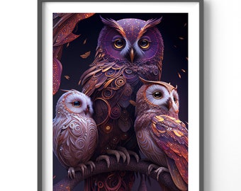 Mystic Owl Poster, Matte Vertical Posters, Animal Wall Art, Owl Lover Print