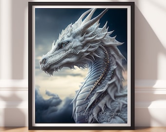 Dragon Print v17, Digital Painting Art, Printable Wall Art, Instant Download, Fantasy Decor, Gamer Gifts, Game Room