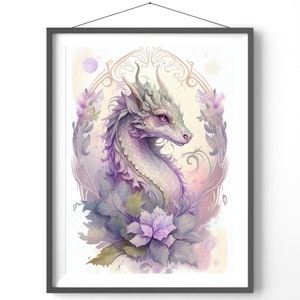 Watercolor Dragon Poster: Fantasy Matte Print for Dragon Lovers