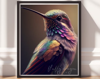 Bird Art Print Hummingbird Gift Printable Art Bird Lover Gift Colorful Wall Art Gift for Mom Living Room Wall Art Digital Prints