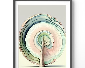 Tree Rings Poster - Matte Vertical Abstract Wall Art, Tree Print for Nature Lovers, Home Decor Wall Decoration