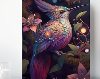 Hummingbird Canvas Print, Wrapped Canvas, Bird Wall Art, Ready to Hang