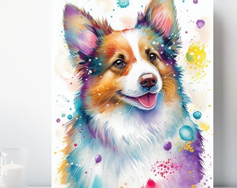 Watercolor Corgi Canvas Wall Art, Wrapped Canvas, Cute Animal Art, Ready to Hang