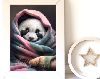 Cute Baby Panda Digital Art Print | Panda Download for Nursery Wall Art | Adorable Decor for Kids' Room