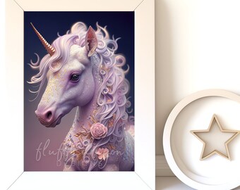 Whimsical Artwork | Unicorn Art Print | Cute Animal Decor | Digital Download for Kids' Room & Nursery Wall Art