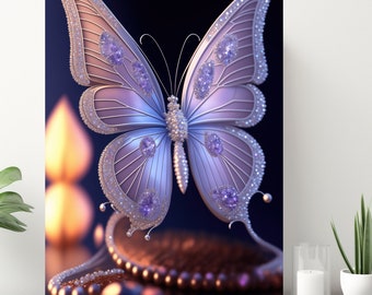 Bejeweled Butterfly Canvas Print, Wrapped Canvas, Colorful Butterfly Wall Art, Ready to Hang