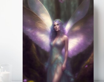 Forest Fairy Canvas Print, Wrapped Canvas, Fantasy Woman Wall Art, Ready to Hang