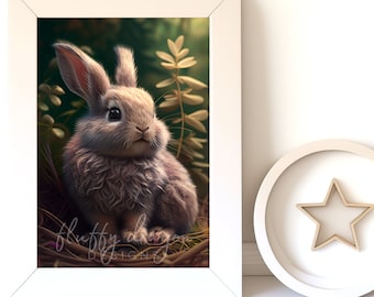 Nursery Animals, Baby Bunny v19, Digital Download, Nursery Prints, Woodland Decor, Printable Wall Art, Instant Print