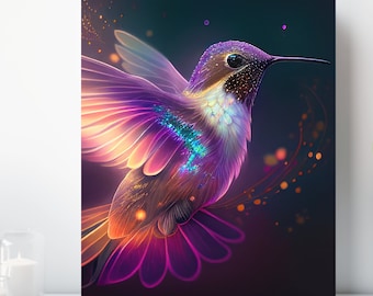 Hummingbird Canvas Print, Wrapped Canvas, Bird Wall Art, Ready to Hang