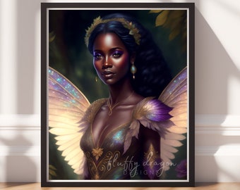 Forest Fairy Art Print | Digital Painting, Instant Download Fairy Decor, Magical Printable Wall Art, Enchanted Home Decor