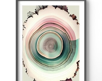 Tree Rings Poster, Matte Vertical Posters, Abstract Wall Art, Tree Print
