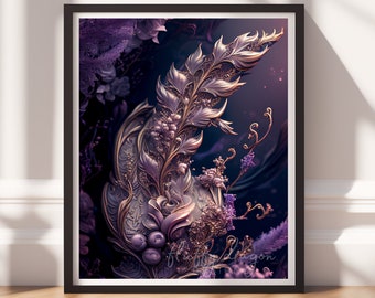 Flower Artwork | Dark Floral Decor | Botanical Print | Printable Wall Art for Home, Office & Gifts