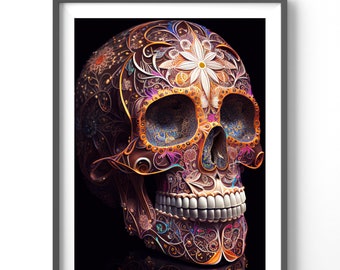 Sugar Skull Poster, Matte Vertical Posters,  Fantasy Wall Art, Skull Print