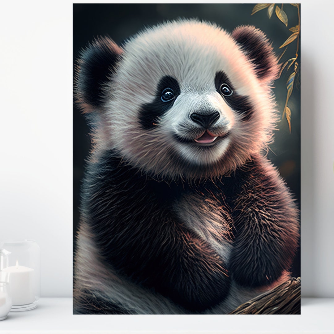 Baby Panda Canvas Print, Wrapped Canvas, Cute Animal Nursery Wall Art ...