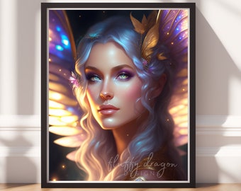 Forest Fairy v9, Digital Painting Art, Instant Download, Printable Decor, Fairy Art, Magical Decor, Instant Print
