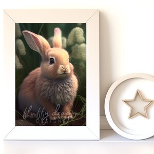 Bunny Wall Art - Cute Baby Animal Nursery Artwork, Digital Download Printable for Kids&#39; Room Decor, Instant Download