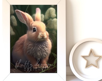 Nursery Animals, Baby Bunny v20, Digital Download, Nursery Prints, Woodland Decor, Printable Wall Art, Instant Print