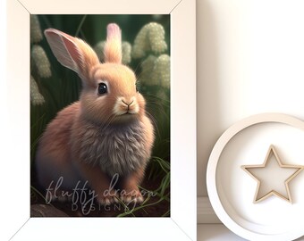 Bunny Wall Art - Cute Baby Animal Nursery Artwork, Digital Download Printable for Kids' Room Decor, Instant Download