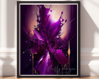 Modern Abstract Art - Bold Purple Printable Digital Download, Contemporary Wall Art, Unique Home Decor