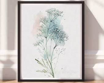 Floral Artwork Print, Digital Download Botanical Wall Art, Watercolor Flower Market Decor for Home, Nature-Inspired Decoration