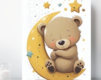 Bear Cub Canvas Wall Art, Wrapped Canvas, Baby Bear Nursery Art, Ready to Hang