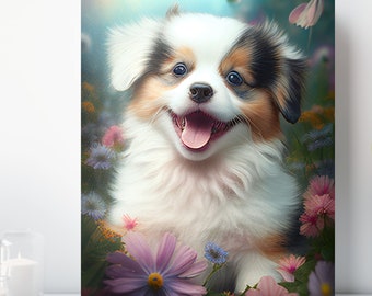 Puppy Canvas Print, Wrapped Canvas, Cute Baby Animal Nursery Wall Art, Ready to Hang