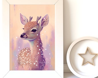 Digital Download |  Baby Deer v5, Fawn Painting, Baby Animal Print, Girls Bedroom Art, Digital Art, Printable Wall Art, Printable Art Prints
