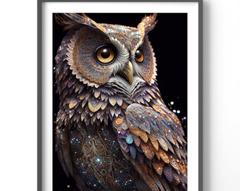 Mystic Owl Poster, Matte Vertical Posters, Animal Wall Art, Owl Lover Print